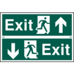 Exit man running arrow up/down PVC 300mm x 200mm 2 per sheet