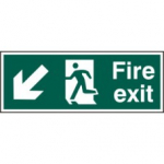 FIRE EXIT MAN ARROW DOWN/LEFT RPVC 400mm x 150mm