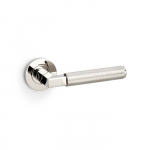 Hurricane Lever on Round Rose Knurled Style Polished Nickel PVD
