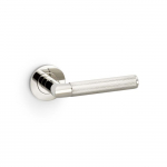 Harrier Lever on Round Rose Knurled Style Polished Nickel PVD