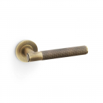 Spitfire Lever on Round Rose Knurled Style Antique Brass