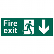 FIRE EXIT RUNNING MAN ARROW DOWN PVC 400mm x 150mm