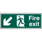 FIRE EXIT MAN ARROW DOWN/LEFT RPVC 400mm x 150mm