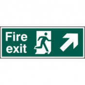 FIRE EXIT MAN ARROW UP/RIGHT RPVC 400mm x 150mm