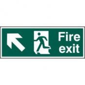 FIRE EXIT MAN ARROW UP/LEFT RPVC 400mm x 150mm