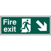 FIRE EXIT MAN ARROW DOWN/RIGHT RPVC 400mm x 150mm