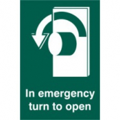 IN EMERGENCY TURN TO OPEN LEFT RPVC 100mm x 150mm