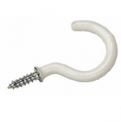 WHITE PLASTIC COATED CUP HOOK 51mm