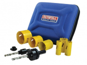 FAITHFULL FAIHSKE UNIVERSAL VARIPITCH HOLESAW ELECTRICIANS KIT 9 PIECE 15-51mm