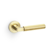 Hurricane Lever on Round Rose Reeded Style Satin Brass PVD