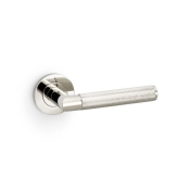 Harrier Lever on Round Rose Knurled Style Polished Nickel PVD