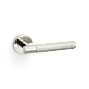 Spitfire Lever on Round Rose Knurled Style Polished Nickel PVD