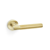 Spitfire Lever on Round Rose Reeded Style Satin Brass PVD