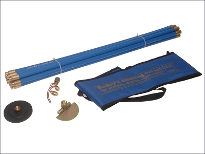 BAILEY UNIVERSAL DRAIN ROD SET 10 x 3ft BLUE RODS AND 3 TOOLS