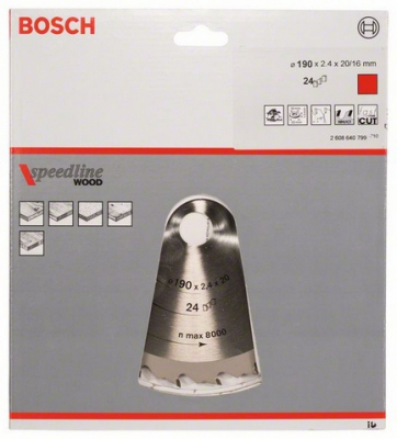 Bosch Circular Saw Blade190x20/16x24teeth 2608 640 798