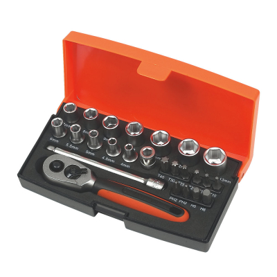 BAHCO 2058S26 26pce RATCHET SOCKET SET of 26 METRIC 1/4in